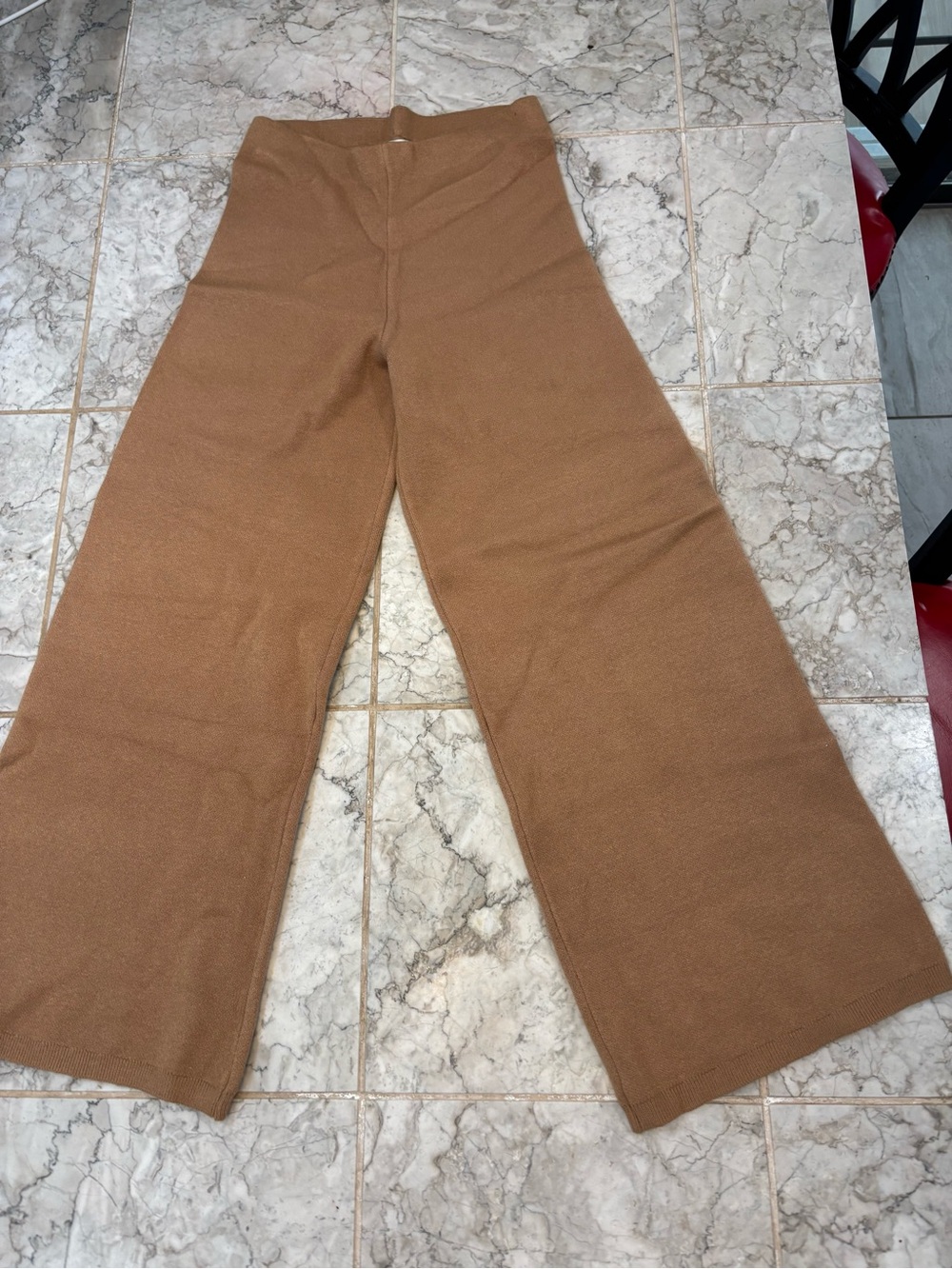 Z Supply Wide-Leg Knit Pants in Brown